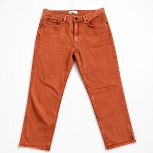 ASKK NY Rust Denim Jeans Frayed Hem Crop Made in USA Size 26